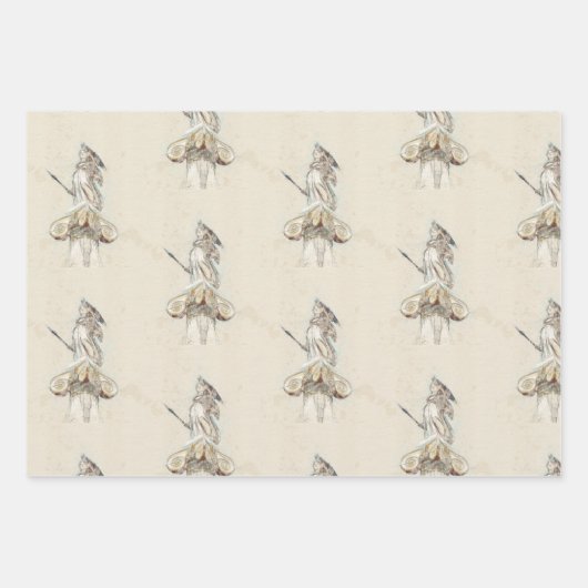 Feuille De Papier Cadeau Statue antique d'Athéna Grèce Art élégant (Devant 2)