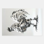 Feuille De Papier Cadeau Steampunk Black White Rosters Decoupage (Devant)