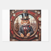 Feuille De Papier Cadeau Steampunk noble red cat in a frame - Decoupage  (Devant)
