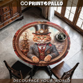 Feuille De Papier Cadeau Steampunk noble red cat in a frame - Decoupage 