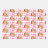 Feuille De Papier Cadeau Strawberries and pink bow Berry First Birthday (Devant)