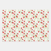 Feuille De Papier Cadeau Strawberry Blossoms and Berries Three Patterns (Devant 3)