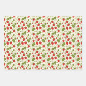Feuille De Papier Cadeau Strawberry Blossoms and Berries Three Patterns (Devant 2)