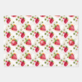 Feuille De Papier Cadeau Strawberry Blossoms and Berries Three Patterns (Devant)