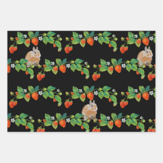 Feuille De Papier Cadeau Strawberry Bunny Wrapping Paper