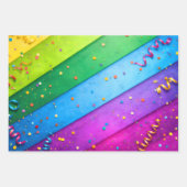 Feuille De Papier Cadeau Striped Rainbow with confetti (Devant 3)