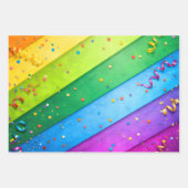 Feuille De Papier Cadeau Striped Rainbow with confetti (Devant 2)