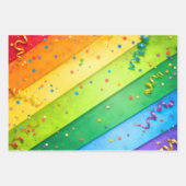 Feuille De Papier Cadeau Striped Rainbow with confetti (Devant)
