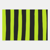 Feuille De Papier Cadeau Stripes inégales - Lime vert et noir (Devant)