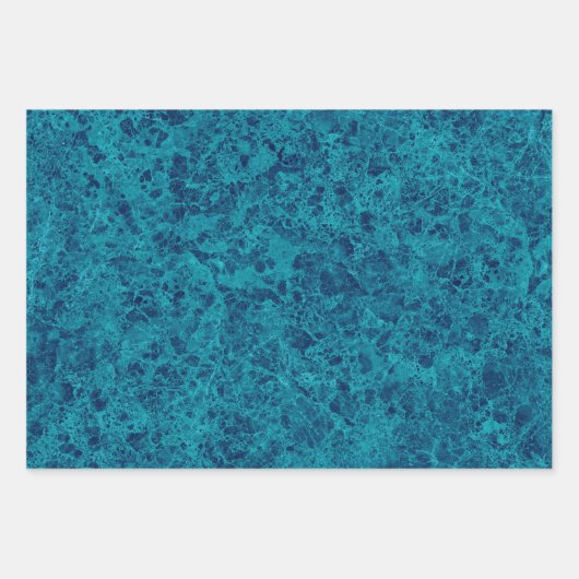 Feuille De Papier Cadeau Structure en marbre bleu Terrazzo (Devant 2)