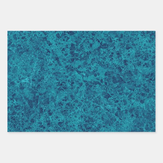 Feuille De Papier Cadeau Structure en marbre bleu Terrazzo (Devant)