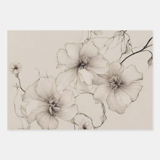 Feuille De Papier Cadeau Style Boho élégant motif floral, Fleur (Devant)