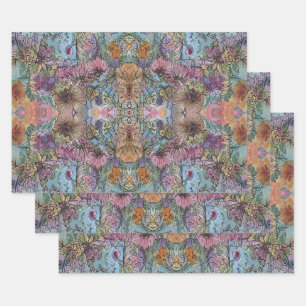 Feuille De Papier Cadeau Style Chic Flower Garden aquarelle peinture