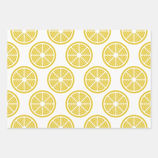 Feuille De Papier Cadeau Style citron jaune frais géométrique (Devant 2)