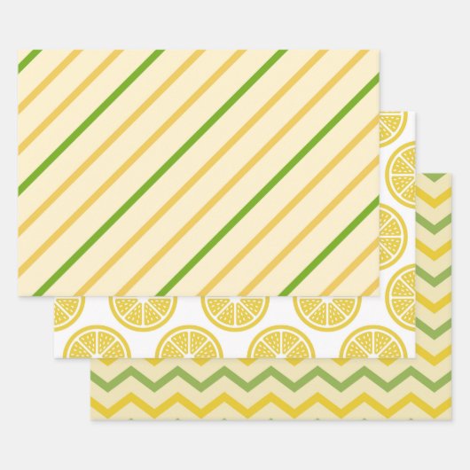 Feuille De Papier Cadeau Style citron jaune frais géométrique (Lot)