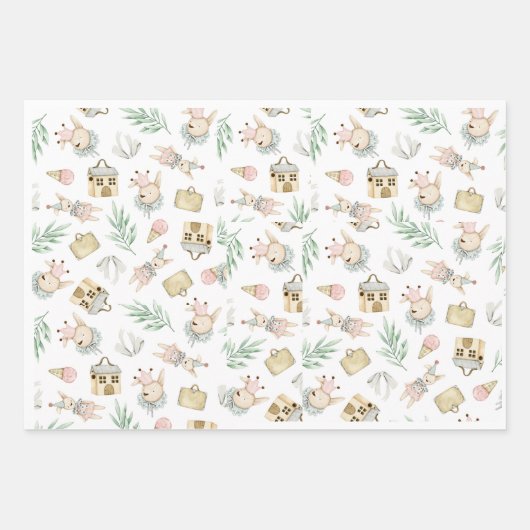 Feuille De Papier Cadeau Style Classique Lapin Baby shower Enveloppement Ca (Devant)