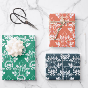 Feuille De Papier Cadeau Style Damas 3 couleurs
