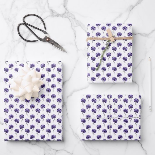 Feuille De Papier Cadeau Style de dessin abstrait de fleur violette (Recto)