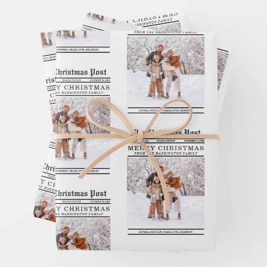 Feuille De Papier Cadeau Style de journal Salutation de Noël (En situation)