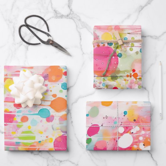 Feuille De Papier Cadeau style de peinture couleur acryl (Recto)