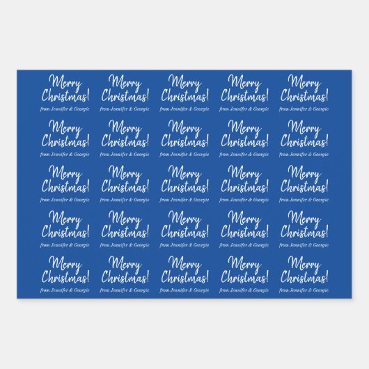 Feuille De Papier Cadeau Style d'écriture simple "Joyeux Noël !", Noms (Devant 3)