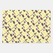 Feuille De Papier Cadeau Style d'enregistrements rétroactifs 1 - Jaune (Devant)