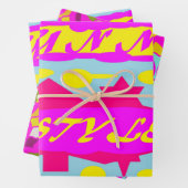 FEUILLE DE PAPIER CADEAU STYLE ENSOLEILLÉ CONCEPTION ROSE LÉMON BLEU (En situation)