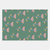 Feuille De Papier Cadeau Style folklorique scandinave modèle floral en vert (Devant)