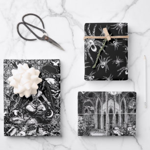 Feuille De Papier Cadeau Style gothique victorien noir et blanc