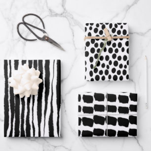 Feuille De Papier Cadeau style moderne en noir et blanc pour la Saint-Valen