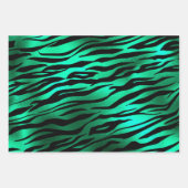 Feuille De Papier Cadeau Style Vert & Or Tigres visage et rayures Safari (Devant)
