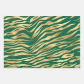 Feuille De Papier Cadeau Style Vert & Or Tigres visage et rayures Safari (Devant)