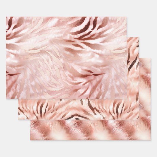 Feuille De Papier Cadeau Stylish Rose rose rose rose or Zebra Glam Glitz (Lot)