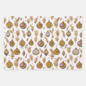 Feuille De Papier Cadeau Stylisme Festive Baubles Patterned Trio (Devant 3)