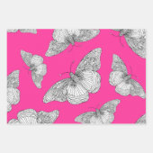 Feuille De Papier Cadeau Stylo et Motifs papillon d'encre (Devant)