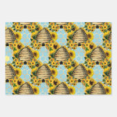 Feuille De Papier Cadeau Stylo Sunflowers Jaune Gold Honeypeb Turquoise (Devant 3)