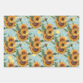 Feuille De Papier Cadeau Stylo Sunflowers Jaune Gold Honeypeb Turquoise (Devant 2)