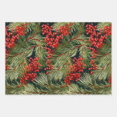 Feuille De Papier Cadeau Succursales et baies de Noël (Devant 3)