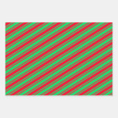 Feuille De Papier Cadeau Sucre de canne Bande rouge vert rose Noël (Devant)
