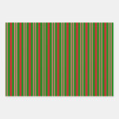 Feuille De Papier Cadeau Sucre de canne rouge, rose et vert rayé (Devant)