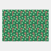 Feuille De Papier Cadeau Sucre de canne vert rouge Noël (Devant)