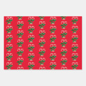 Feuille De Papier Cadeau Sucres de canne de Noël & Holly (Devant 2)