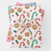 Feuille De Papier Cadeau Sucres de canne et cookies Noël (En situation)