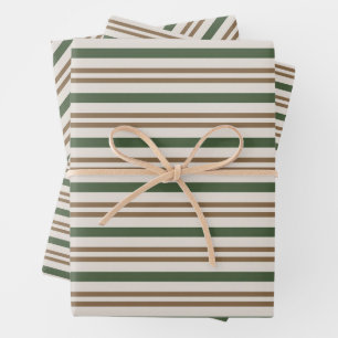 Feuille De Papier Cadeau Sucres de canne verts, Brown Classic Stripes de No