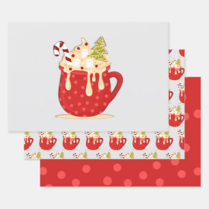 Feuille De Papier Cadeau Sucres et Pois de Noël