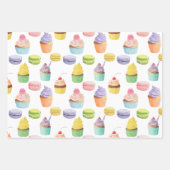 Feuille De Papier Cadeau Sucres motifs cupcakes et macarons (Devant)