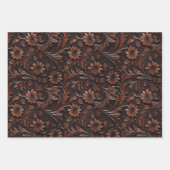 Feuille De Papier Cadeau Sud-Ouest Faux Brown Cuir Cachet Floral (Devant 2)