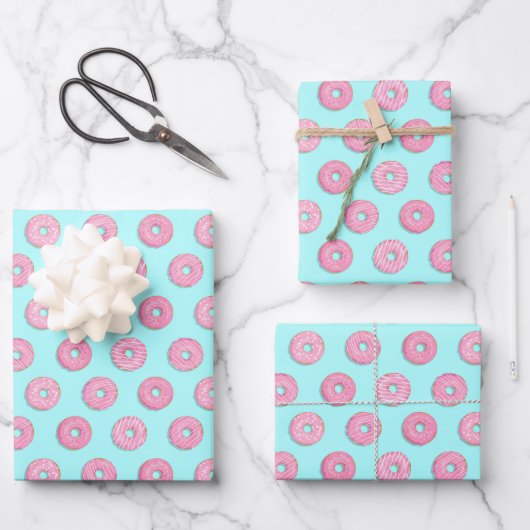 Feuille De Papier Cadeau Sugar Sweet Pink Glazed Donuts (Recto)
