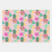 Feuille De Papier Cadeau Summer Beach Flamants roses roses Ananas Citrons (Devant 2)
