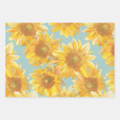 Feuille De Papier Cadeau Sunflowers blue background (Devant)